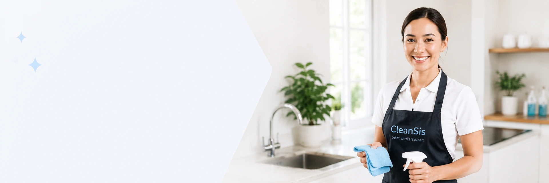 CleanSis Reinigungsteam bei einer professionellen Reinigung in hellen und gepflegten Raeumen